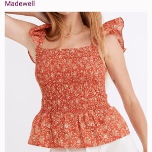 Lucie Smocked Peplum Top in Piazza Floral